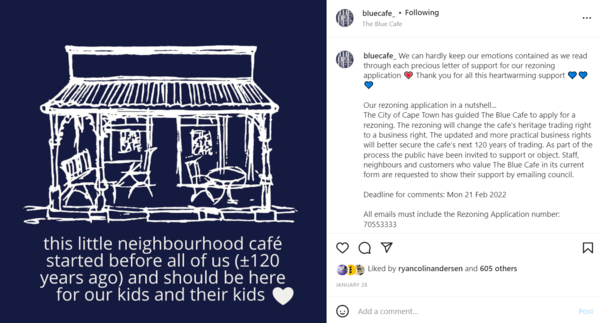 Contoh Postingan Instagram Bluecafe untuk Pemasaran Lokal