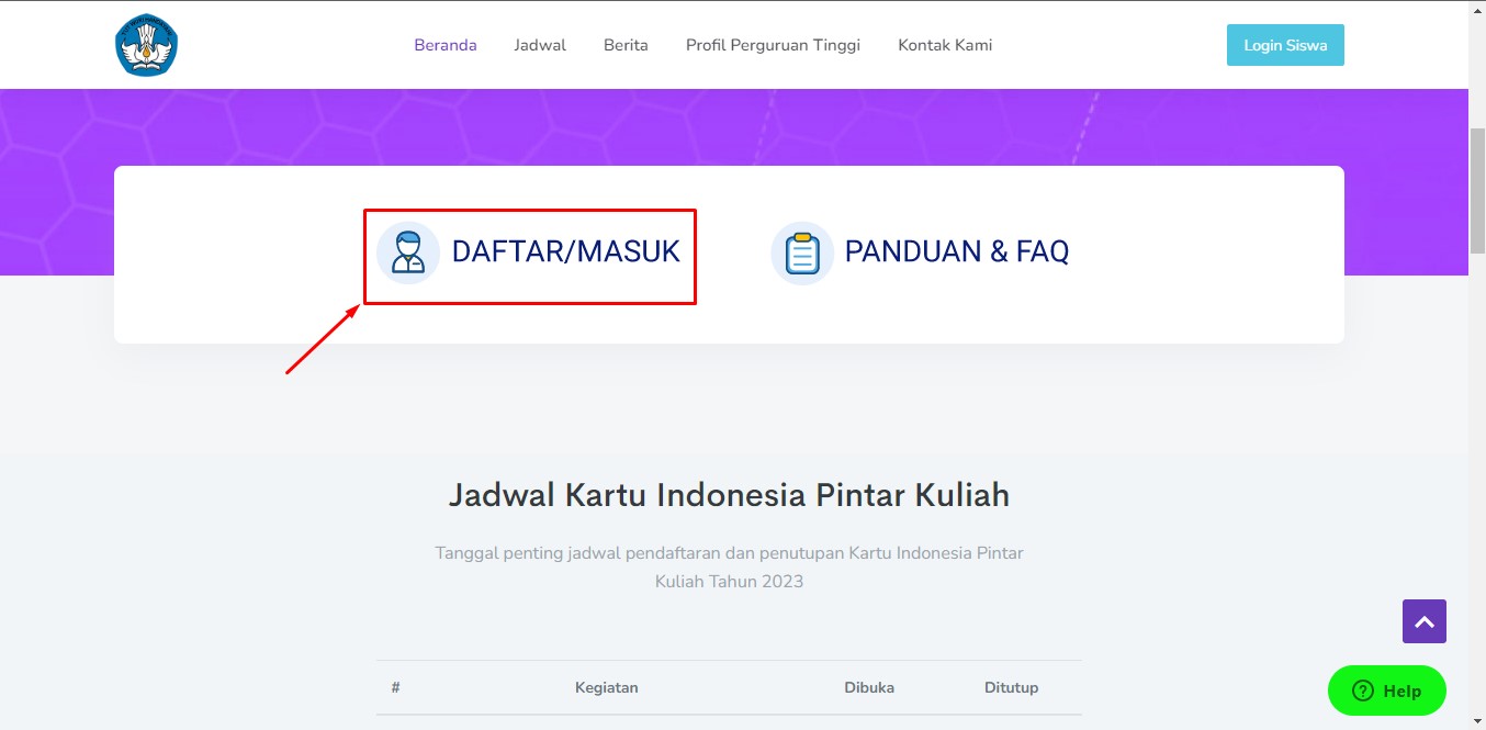 Daftar Akun Website KIP Kuliah Kemendikbud