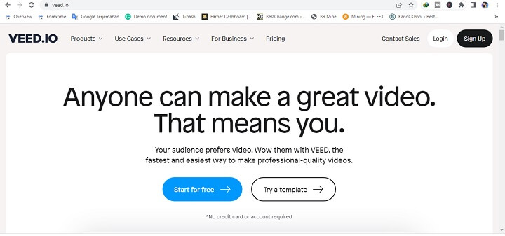 Veed.io Website AI Untuk Membuat Video Hanya dari Teks